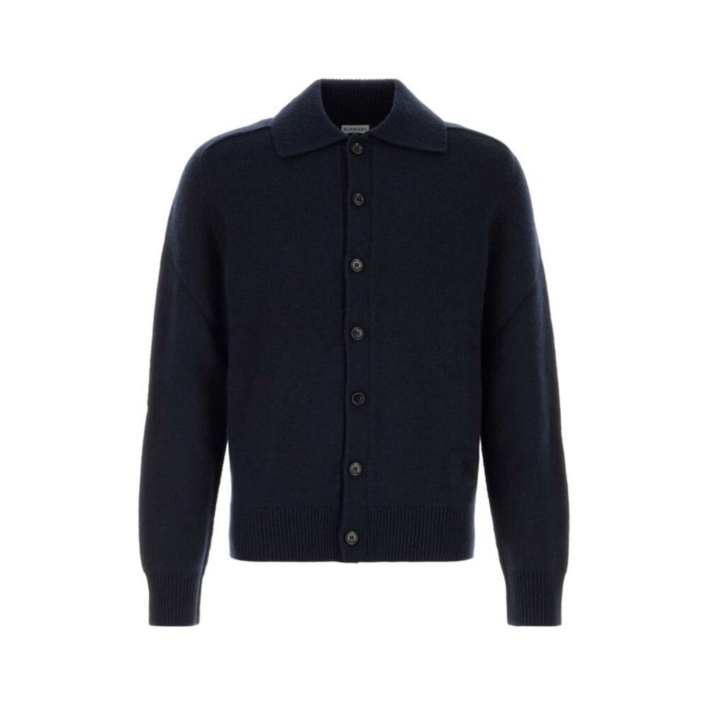 Burberry Men Midnight Blue Stretch Cashmere Blend Cardigan